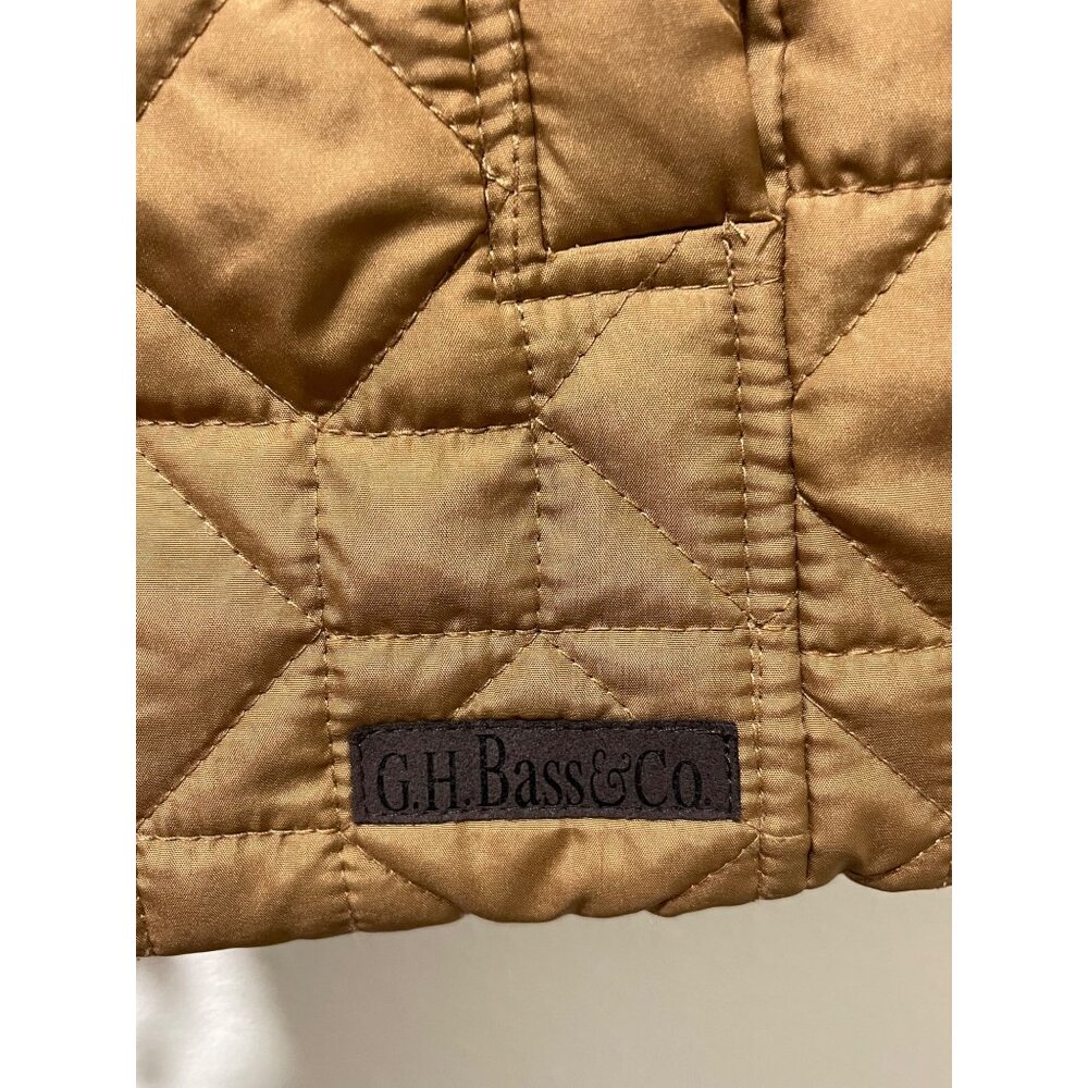 G.H. Bass & Co. Women’s Quilted Jacket Size L Brown Ribbed Sleeves Zip Up - Picture 7 of 16